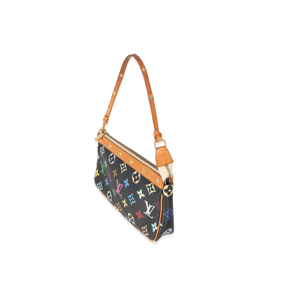 LOUIS VUITTON x Takashi Murakami Black Multicolor Canvas Pochette Accessories - Picture 3 of 7